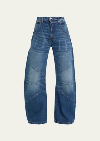 EB DENIM Frederic Mid-Rise Wide Curved Jeans - Bergdorf Goodman