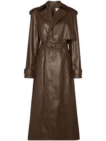 Bottega Veneta belted-waist leather trench coat - FARFETCH