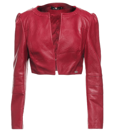Red Cropped Leather Jacket
