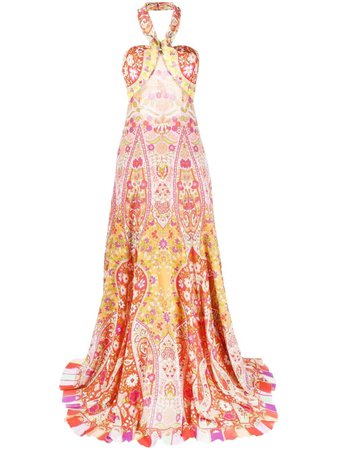 ETRO floral-print Halterneck Dress - Farfetch