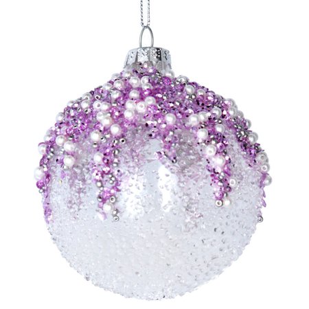 Pink & Lilac Beaded Glass Christmas Tree Bauble from The Gifted Few