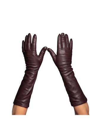 brown leather evening gloves