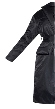 PLT- black nylon padded midi coat