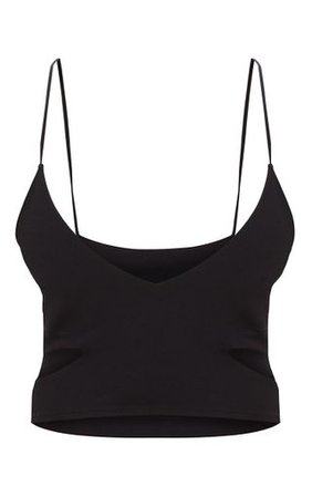 Black Crepe Cut Out Strappy Crop Top