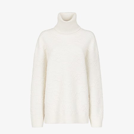 Pullover - White wool and cashmere jumper | Fendi