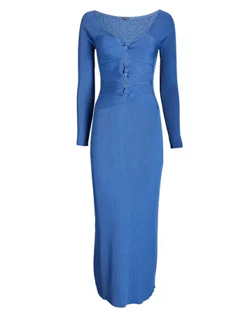 Cult Gaia Melissa Rib Knit Midi Dress In Blue | INTERMIX®