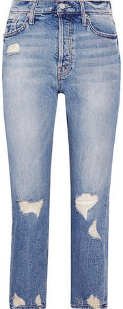 The Tomcat Distressed High-rise Straight-leg Jeans - Light denim