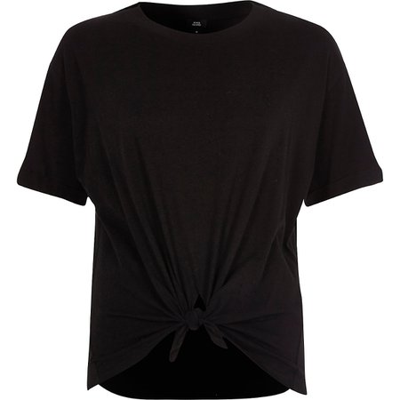 Black knot front T-shirt - T-Shirts - Tops - women