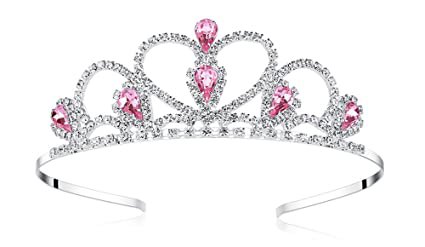 Amazon.com : Lovelyshop Pink Gems Rhinestone Tiara, for Little Kid Big Kid Girl Prom Birthday Prinecess Party : Beauty