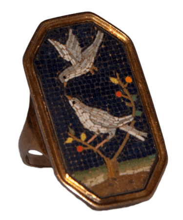 Not Available - Georgian micromosaic gold ring with doves — Bruschini Tanca Antiques