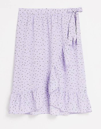 Monki Mary-lou wrap midi skirt in lilac floral print | ASOS