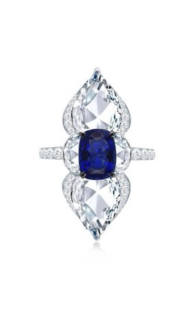 Arch Of Heaven 18k White Gold Diamond, Sapphire Ring By Vak | Moda Operandi