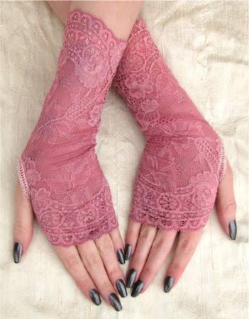 Pink lace gloves