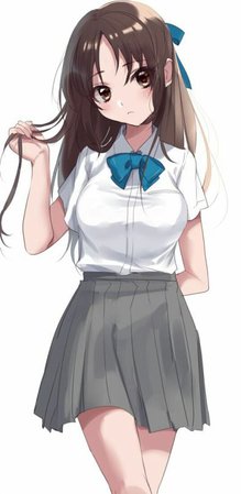 anime girl brown hair and brown eyes