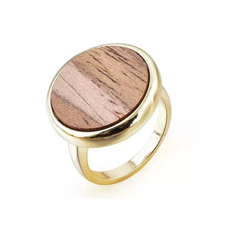 womens gold and wood round ring - Google Search
