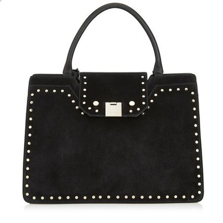 Black Suede with Round Studs Tote Bag | REBEL TOTE | Autumn Winter 18 | JIMMY CHOO