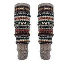 2 Pair Women Long Leg Warmers Winter Bohemian Cover Boot Cuffs Knit Crochet Over Knee Christmas Boho at Amazon Women’s Clothing store
