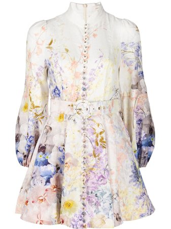 ZIMMERMANN floral-print Linen Mini Dress - Farfetch
