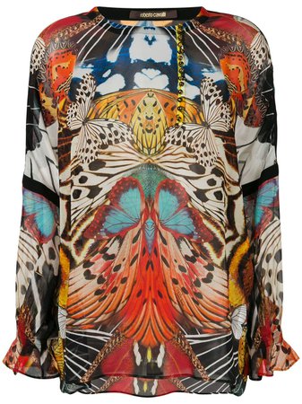 Roberto Cavalli butterfly print blouse $1,406 - Buy SS18 Online - Fast Global Delivery, Price