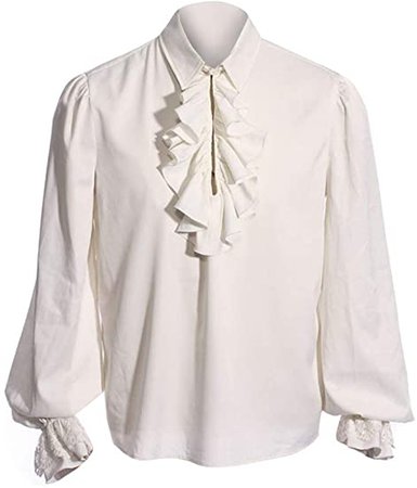 Amazon.com: Bbalizko Mens Pirate Shirt Vampire Renaissance Victorian Steampunk Gothic Ruffled Medieval Halloween Costume Clothing White : Clothing, Shoes & Jewelry