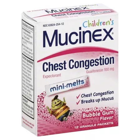 Children's Mucinex Chest Congestion Expectorant Mini-Melts Powder - Bubblegum - 12ct : Target
