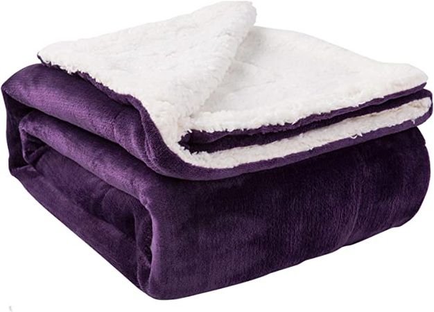 Amazon.com: Nanpiper Sherpa Blanket Twin Thick Warm Blanket for Winter Bed Super Soft Fuzzy Flannel Fleece/Wool Like Reversible Velvet Plush Blanket (Purple Twin Size 60"x80") : Home & Kitchen