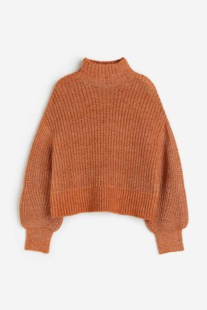 Balloon-sleeved Sweater - Rust orange - Ladies | H&M CA