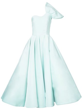 Christian Siriano Mint silk crepe one shoulder ball gown