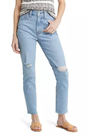 Madewell The Perfect High Waist Rip Tapered Jeans | Nordstrom