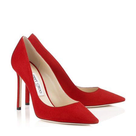 Red Suede Pointy Toe Pumps | Romy 100 | Pre Fall 16 | JIMMY CHOO