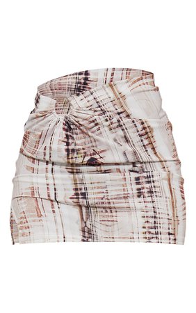 Beige Textured Print Ring Split Hem Mini Skirt | PrettyLittleThing USA