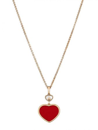 HAPPY HEARTS PENDANT, ROSE GOLD, DIAMOND, RED STONE 797482-5801 - Chopard Swiss Luxury Watches and Jewelry Manufacturer