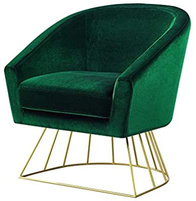 Amazon.com: Inspired Home Sabrina Velvet Accent Chair with Metal Base Green/Gold: Kitchen & Dining
