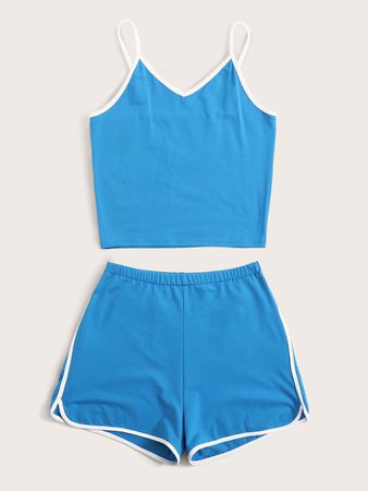Blue Cami & Dolphin Shorts | ROMWE