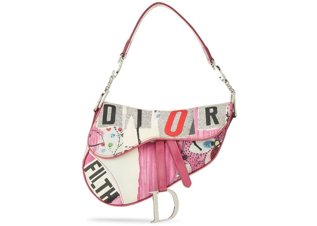 Dior Saddle Bag Filth Print Pink White