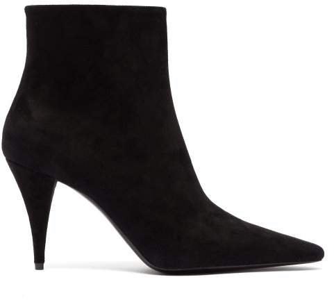 Kiki Cone Heel Suede Ankle Boots - Womens - Black