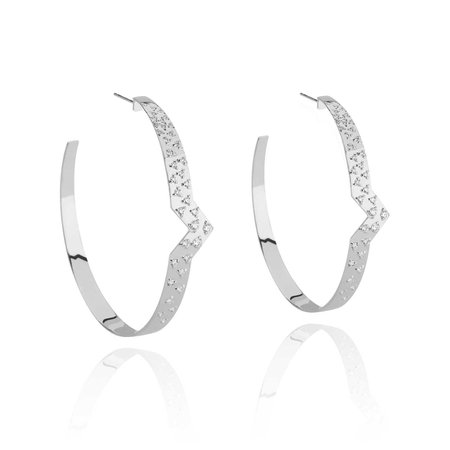 Olimpia Diamond Hoops in 14k White Gold - GiGi Ferranti Jewelry