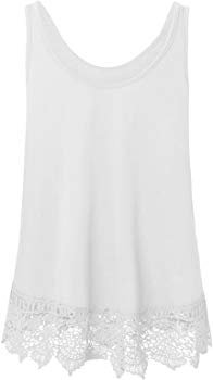 Plus Size Swing Lace Flowy Tank Top for Women (White, 1X) at Amazon Women’s Clothing store: