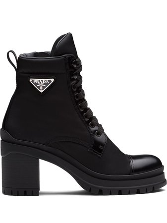 Shop Prada logo plaque ankle boots with Express Delivery - FARFETCH