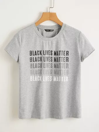 Black Lives Matter Slogan Graphic Tee | SHEIN USA grey