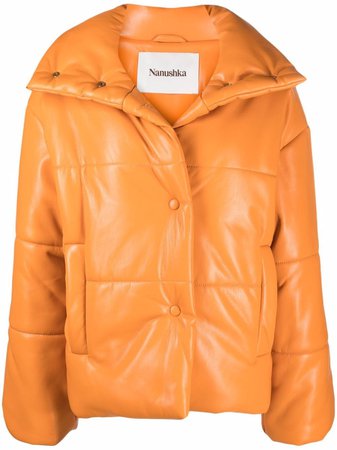 Shop Nanushka faux-leather puffer jacket with Express Delivery - FARFETCH