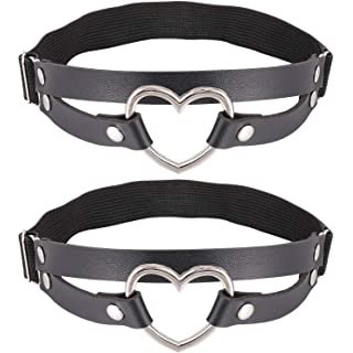 Amazon.com: Borsgye 2PCS Leather Leg Garter Belt Adjustable Elastic Thigh Garters Suspenders PU Simulated Leather Thigh Ring Garter Punk Gothic Harness -Heart Leg Ring