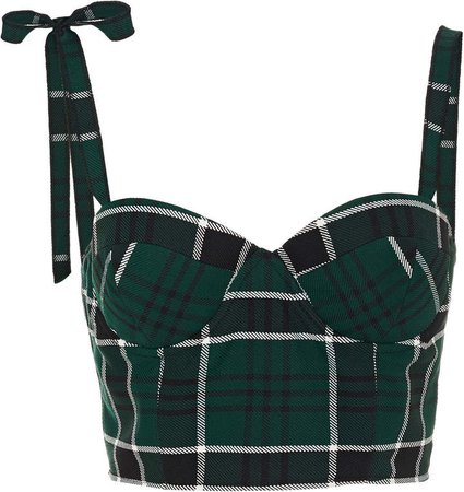 Bustino Plaid Crepe Bustier Top
