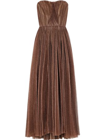 Shop brown Dolce & Gabbana metallic-effect long dress with Express Delivery - Farfetch