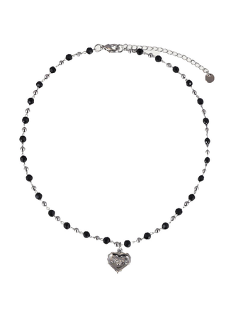 Silver and Black Heart Necklace
