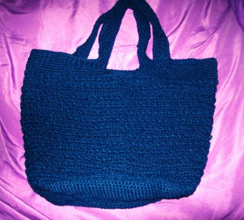Criss Cross Tote Reversible Navy Blue Crochet Bag | Etsy