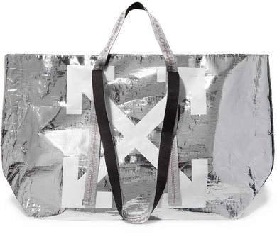 Commercial Printed Metallic Textured-shell Tote - Silver