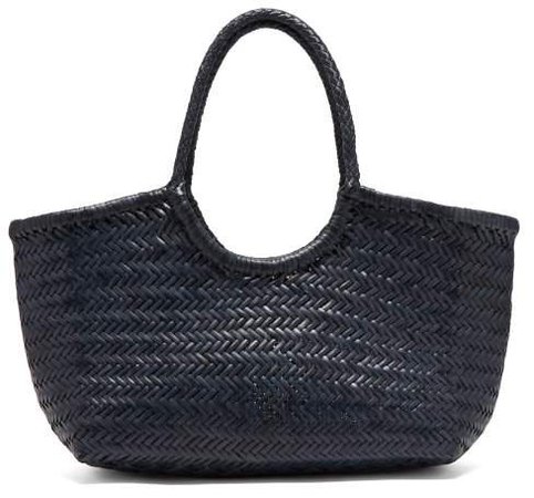 Diffusion - Nantucket Woven Leather Basket Bag - Womens - Navy