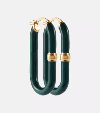 Chains Gold Plated Hoop Earrings in Green - Bottega Veneta | Mytheresa