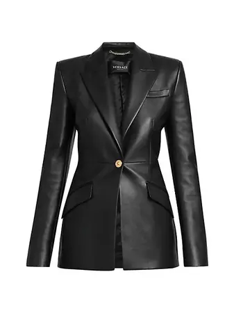Shop Versace La Vacanza Fitted Leather Blazer | Saks Fifth Avenue